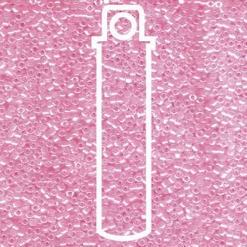 Miyuki 11/0 Delica Bead - DB245 - Crystal Lined Medium Pink Luster - 7.2gm Tube