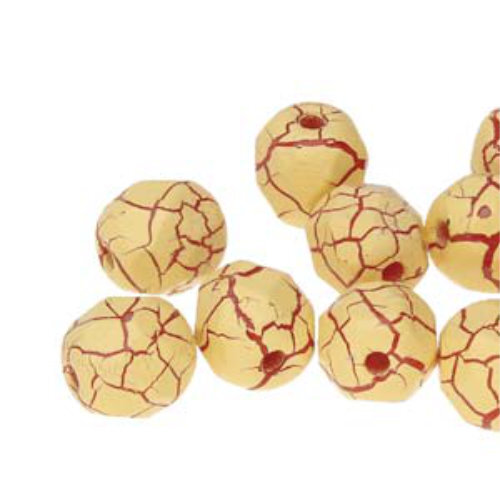 6mm Fire Polish Beads - Ionic Light Yellow / Dark Red 02010-24606 - 25 Bead Strand