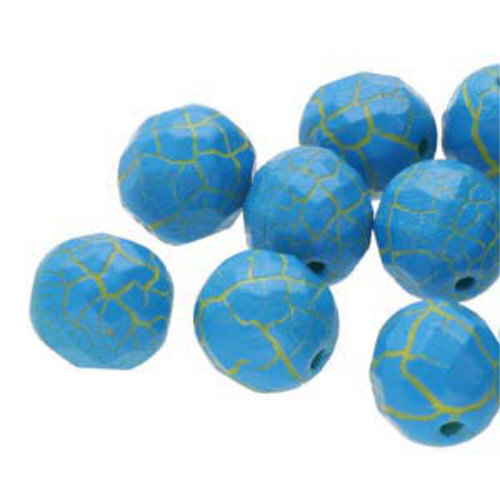 6mm Fire Polish Beads - Ionic Blue / Yellow 02010-24613 - 25 Bead Strand