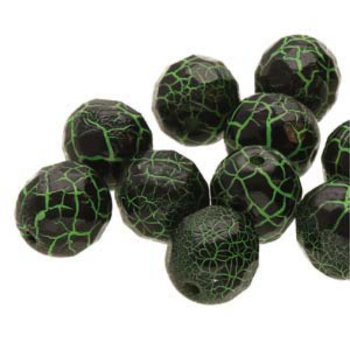 6mm Fire Polish Beads - Ionic Jet / Green 02010-24620 - 25 Bead Strand