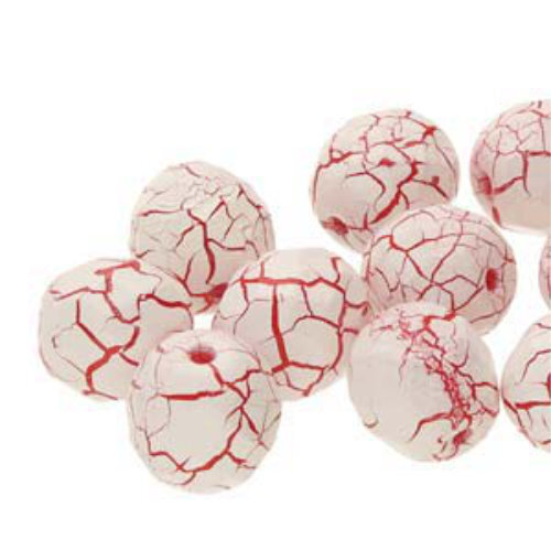 8mm Fire Polish Beads - Ionic White / Red 02010-24602 - 20 Bead Strand