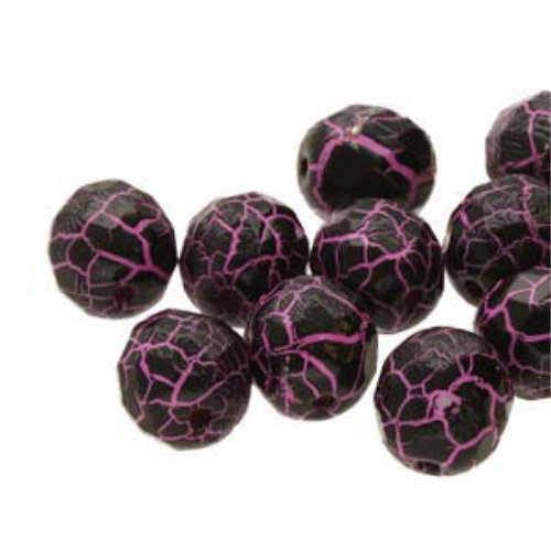 8mm Fire Polish Beads - Ionic Jet / Pink 02010-24615 - 20 Bead Strand