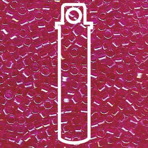 Miyuki 11/0 Delica Bead - DB1743 - Transparent Hot Pink Lined Crystal AB - 7.2gm Tube