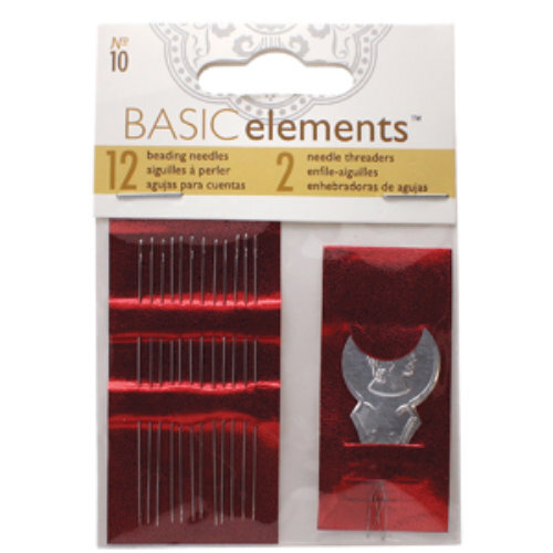 Basic Elements Size 10 Beading Needles - Pack of 12 Plus Needle Threader - CHBN10-12