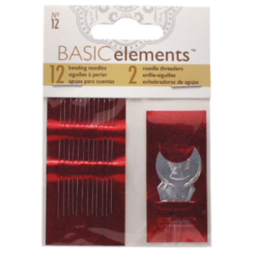 Basic Elements Size 12 Beading Needles - Pack of 12 Plus Needle Threader - CHBN12-12