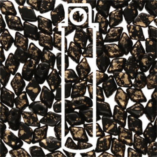 Mini Gem Duo 6mm x 4mm - GD6423980-94401 - Jet Gold Splash - 8.5gm Tube