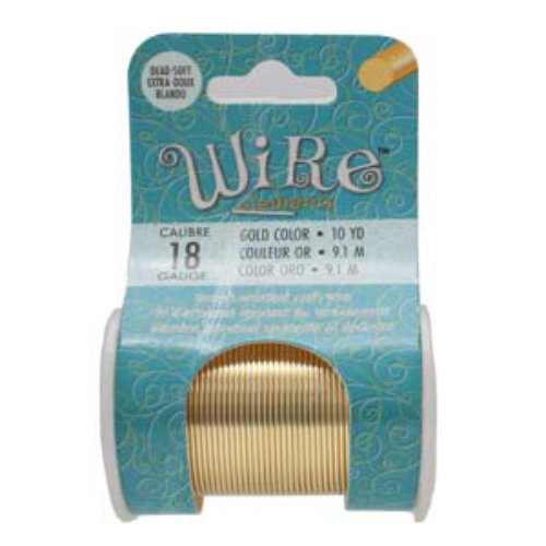 Tarnish Resistant Soft Temper Gold 18 Gauge Round Wire - 10yd / 9m Spool  - CW18R-GL-10