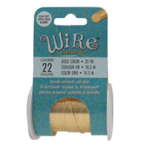 Tarnish Resistant Soft Temper Gold 22 Gauge Round Wire - 20yd / 18m Roll - CW22R-GL-20