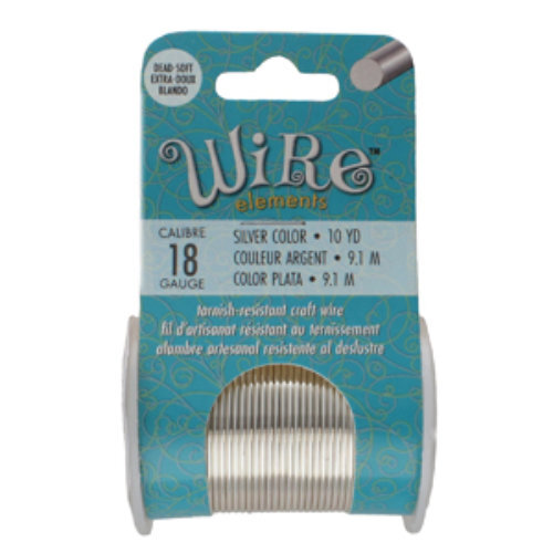 Tarnish Resistant Soft Temper Silver 18 Gauge Round Wire - 10yd / 9m Spool  - CW18R-SL-10
