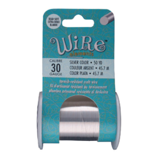 Tarnish Resistant Soft Temper Silver 30 Gauge Round Wire - 50yd / 45m Roll - CW30R-SL-50