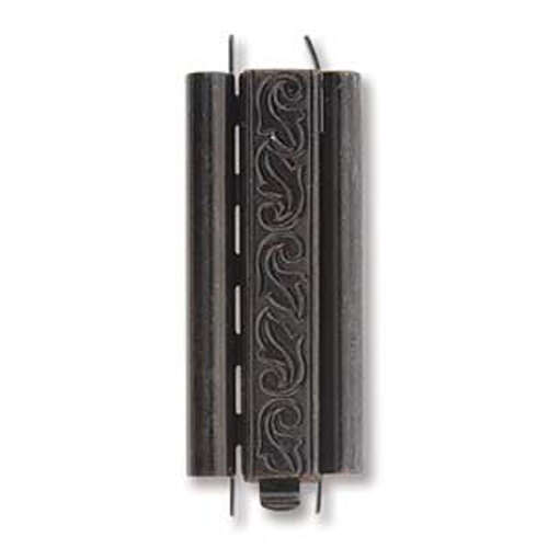 Beadslide Clasp Swirl Deisgn - Black - CLSP217BK-36