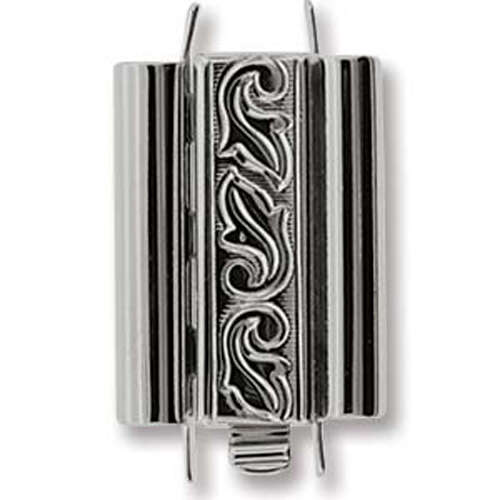 Beadslide Clasp Swirl Deisgn - Rhodium - CLSP217SP-22