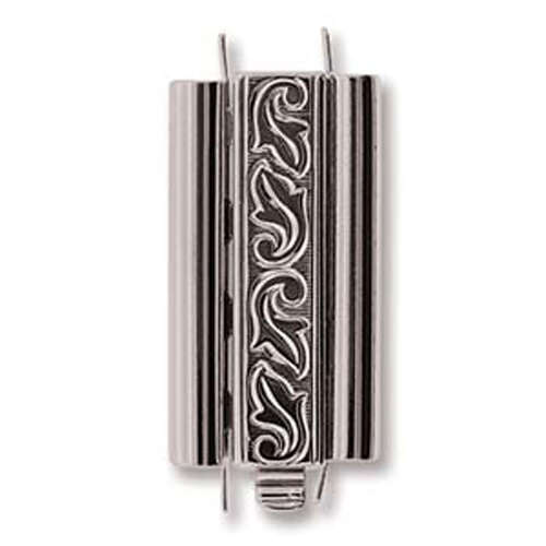 Beadslide Clasp Swirl Deisgn - Rhodium - CLSP217SP-30