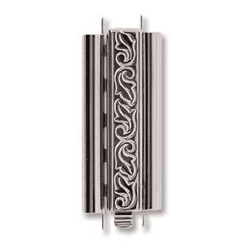 Beadslide Clasp Swirl Deisgn - Rhodium - CLSP217SP-36