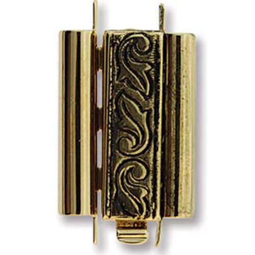 Beadslide Clasp Swirl Deisgn - Antique Gold - CLSP217AG-22