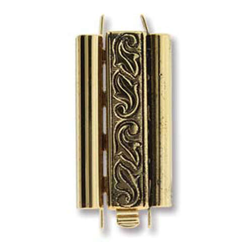 Beadslide Clasp Swirl Deisgn - Antique Gold - CLSP217AG-30