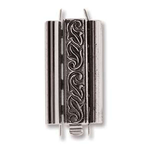 Beadslide Clasp Swirl Deisgn - Antique Silver - CLSP217AS-30