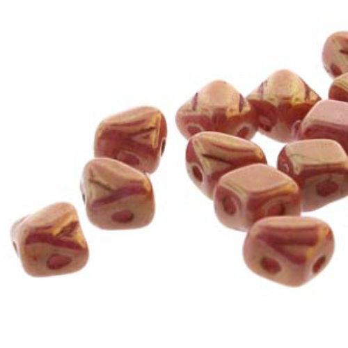 Silky 5mm - Chalk Red Luster - SQ205-02010-14495 - 40 Bead Strand