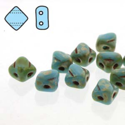 Silky 5mm - Blue Turquoise Picasso - SQ205-63030-43400 - 40 Bead Strand