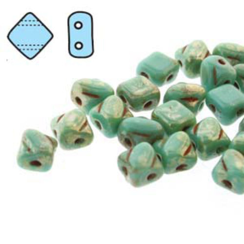 Silky 5mm - Green Turquoise Picasso - SQ205-63130-43400 - 40 Bead Strand