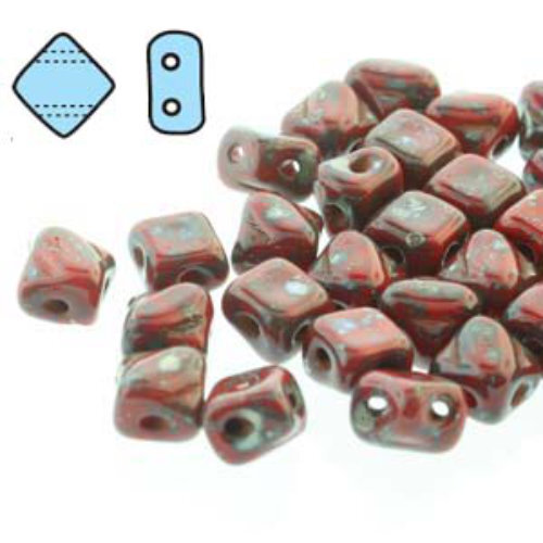 Silky 5mm - Red Picasso - SQ205-93190-43400 - 40 Bead Strand