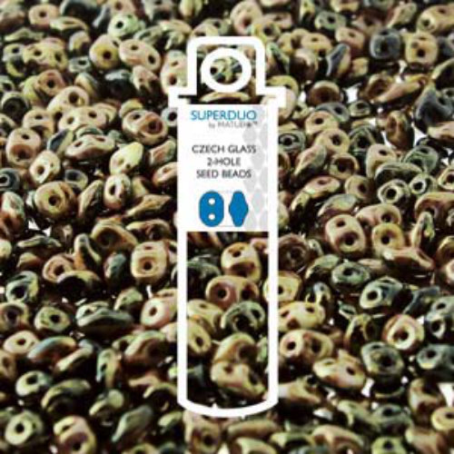 Super Duo 2.5mm x 5mm - DU0503849-15695 - Duet Black & White Bronze Luster - 22.5gm Tube