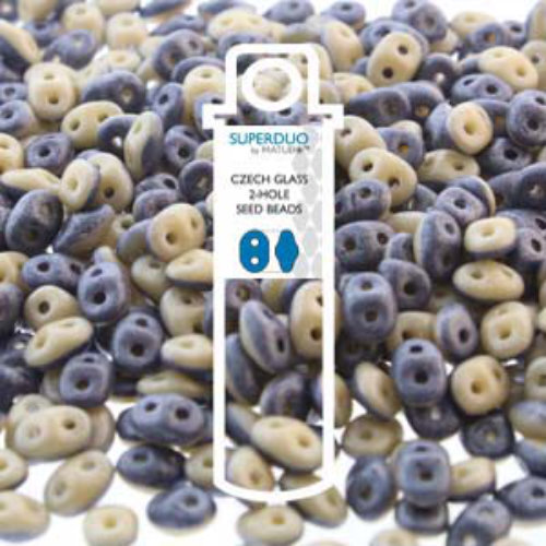 Super Duo 2.5mm x 5mm - DU0533413-84400 - Duet Opaque Navy Ivory Luster - 22.5gm Tube