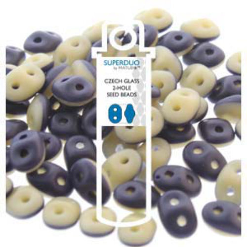 Super Duo 2.5mm x 5mm - DU0533413-84110 - Matte Duet Opaque Navy Ivory  - 22.5gm Tube