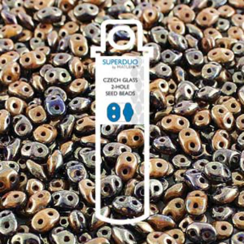 Super Duo 2.5mm x 5mm - DU0533413-15695 - Duet Opaque Navy Ivory Bronze Luster - 22.5gm Tube
