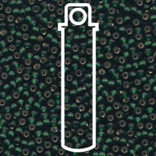 Miyuki 8/0 Rocaille Bead - 8-927F - Matte Silver Lined Dark Emerald - 22gm Tube
