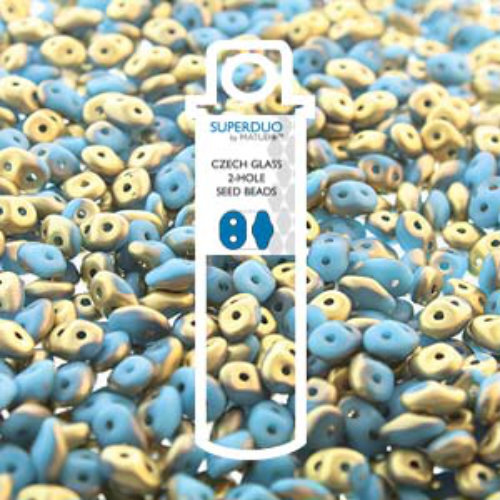Super Duo 2.5mm x 5mm - DU0563030-26471 - Matte Opaque Turquoise Blue Fools Gold - 22.5gm Tube