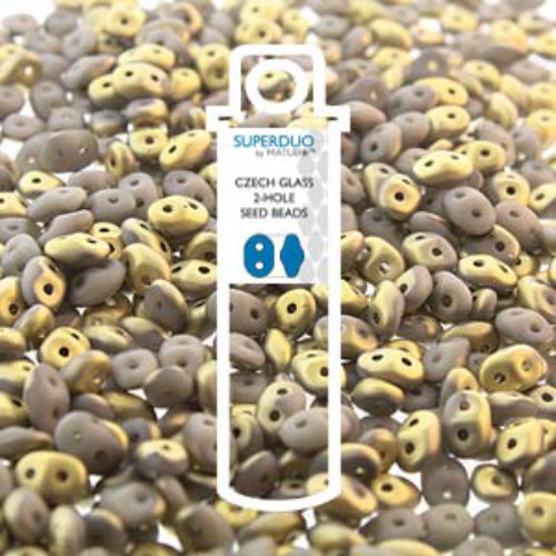 Super Duo 2.5mm x 5mm - DU0543020-26471 - Matte Opaque Grey Fools Gold - 22.5gm Tube