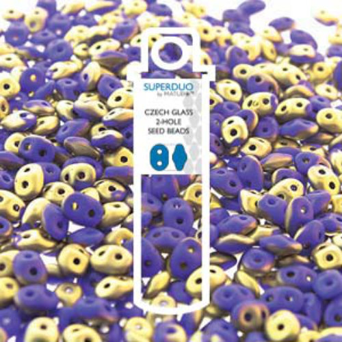 Super Duo 2.5mm x 5mm - DU0533050-26471 - Matte Opaque Royal Blue Fools Gold - 22.5gm Tube