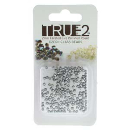 2mm Fire Polish Beads - Pastel Grey 25028 - 2gm Pack