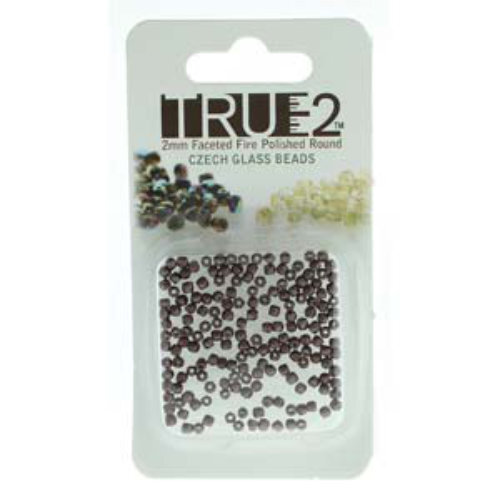 2mm Fire Polish Beads - Pastel Dark Brown 25036 - 2gm Pack
