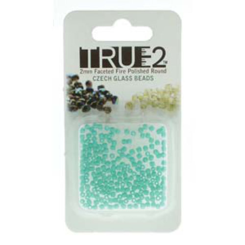 2mm Fire Polish Beads - Opaque Green Turquoise 63130 - 2gm Pack