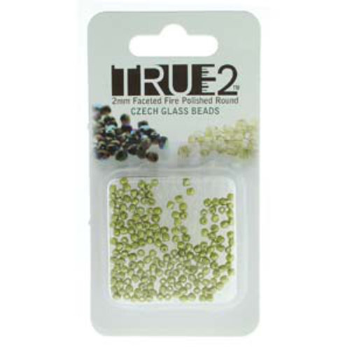 2mm Fire Polish Beads - Pastel Lime 25021 - 2gm Pack