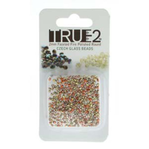 2mm Fire Polish Beads - Etch California Gold Rush 00030-98582 - 2gm Pack