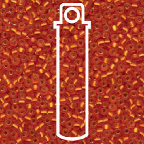 Miyuki 8/0 Rocaille Bead - 8-98F - Matte Silver Lined Orange - 22gm Tube