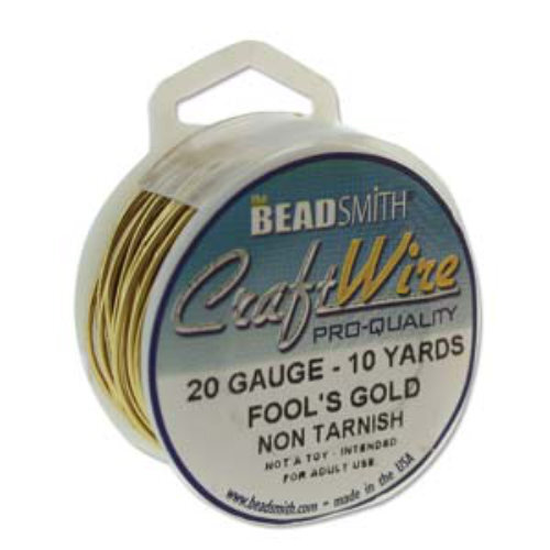 Tarnish Resistant Soft Temper Fools Gold 20 Gauge Round Wire - 10yd / 9m Spool  - CW20R-FG-10