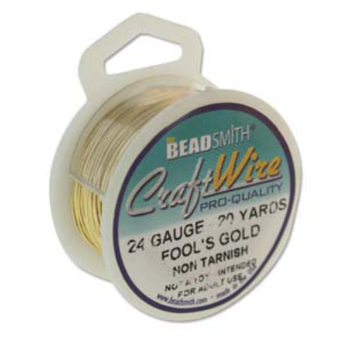 Tarnish Resistant Soft Temper Fools Gold 24 Gauge Round Wire - 20yd / 18m Spool - CW24R-FG-20
