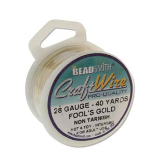 Tarnish Resistant Soft Temper Fools Gold 28 Gauge Round Wire - 40yd / 36m Spool - CW28R-FG-40