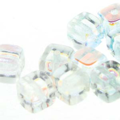 Cube Bead 5mm x 7mm - Crystal AB - CU8827-0001AB - 30 Bead Strand