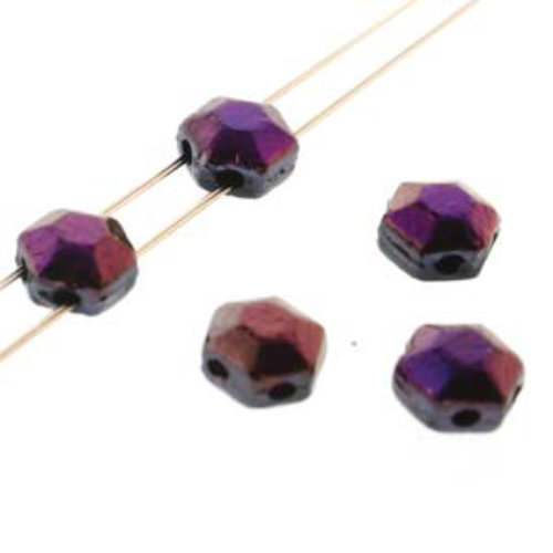 Honeycomb Chiseled Jewel 6mm - HCJ0623980-23001 - Jet Brown Flare - 30 Bead Strand