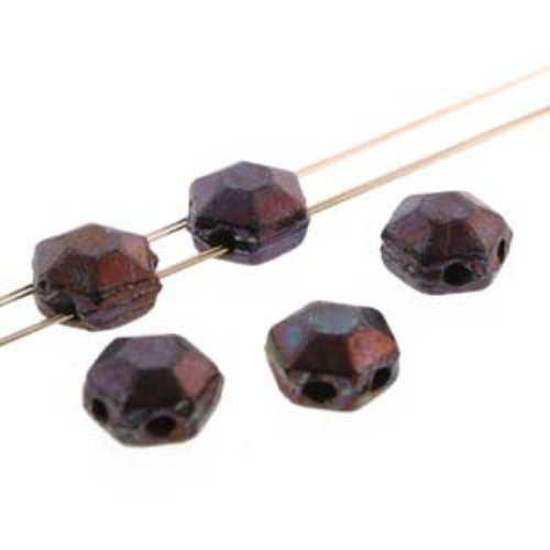 Honeycomb Chiseled Jewel 6mm - HCJ0623980-15781 - Jet Iris Luster - 30 Bead Strand