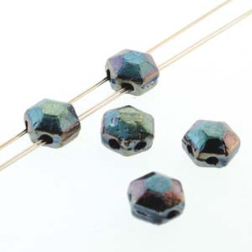 Honeycomb Chiseled Jewel 6mm - HCJ0623980-22503 - Jet Celsian - 30 Bead Strand