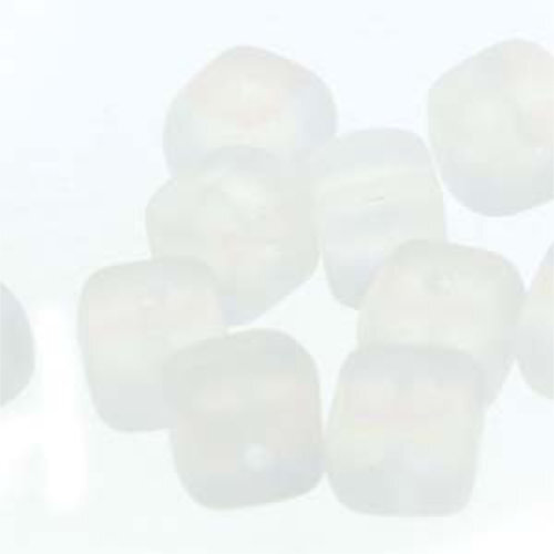 Cube Bead 5mm x 7mm - Frosted Crystal AB - CU8827-0001FAB - 30 Bead Strand