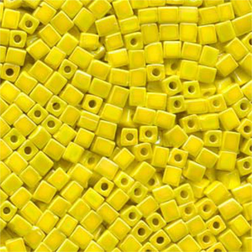 Miyuki 4mm (SB4) Square Bead - SB4-404R - Opaque Yellow AB - 250gm Bag