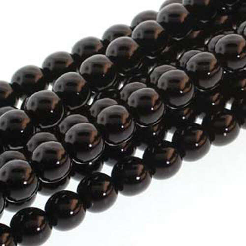 8mm Czech Glass Pearl - 75 Bead Strand - PRL08-23599 - Black