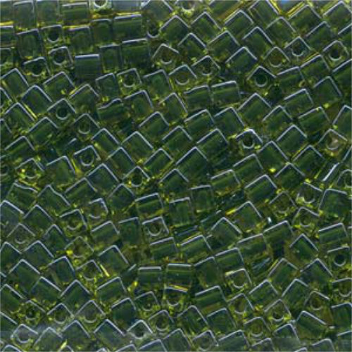 Miyuki 4mm (SB4) Square Bead - SB4-2637 - Green Lined Black - 250gm Bag